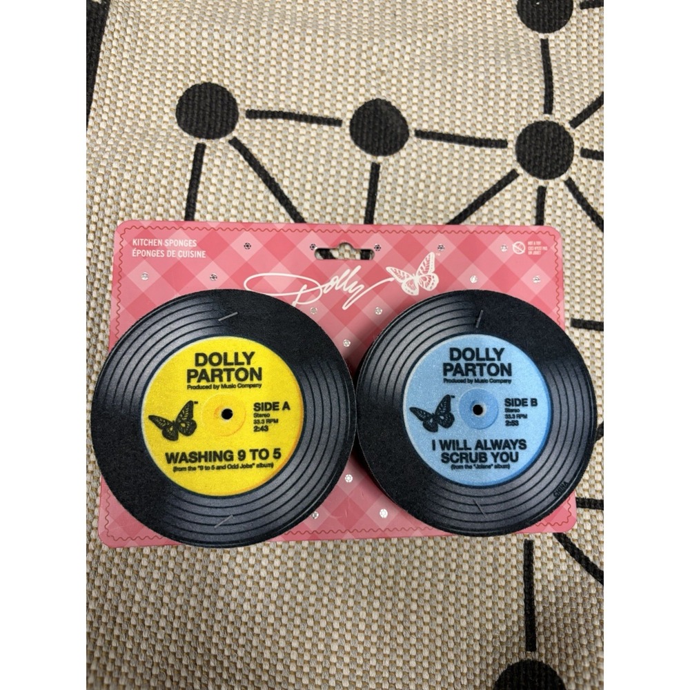 Dolly Parton Vinyl Record Kitchen Sponge Set NWT Washing 9 to 5